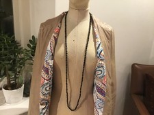 Vintage Long Necklace Faceted Black Glass French Jet Beads 124Cm Long VGC