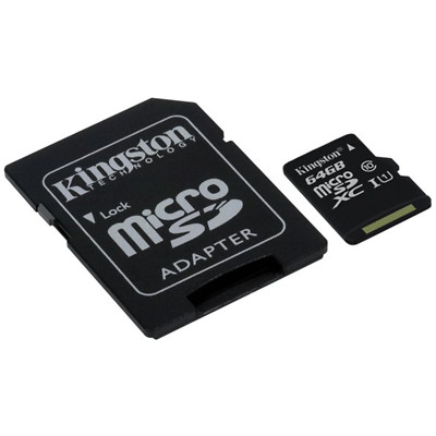 Kingston 64GB Ultra Micro SDXC Memory Canvas 80R CL10 UHS-I Card + SD Adapter