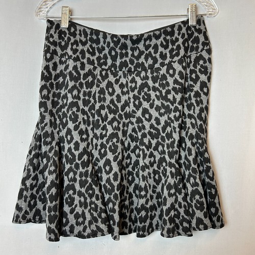 Ann Taylor Skirt Womens 4 Gray Black Leopard FIt Flare - Picture 8 of 15