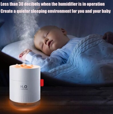 500ml Luftbefeuchter, H2O für Baby, Pflanzen, Nachtlicht, USB Schlafzimmer, Büro