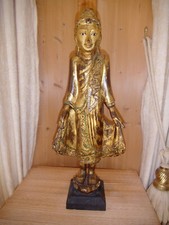 Buddha Holz " stehend Antik Blattvergoldet "