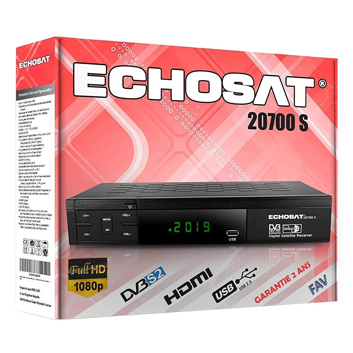 HD SAT Receiver Echosat 20700 Digital mit HDMI + SCART Full HDTV USB