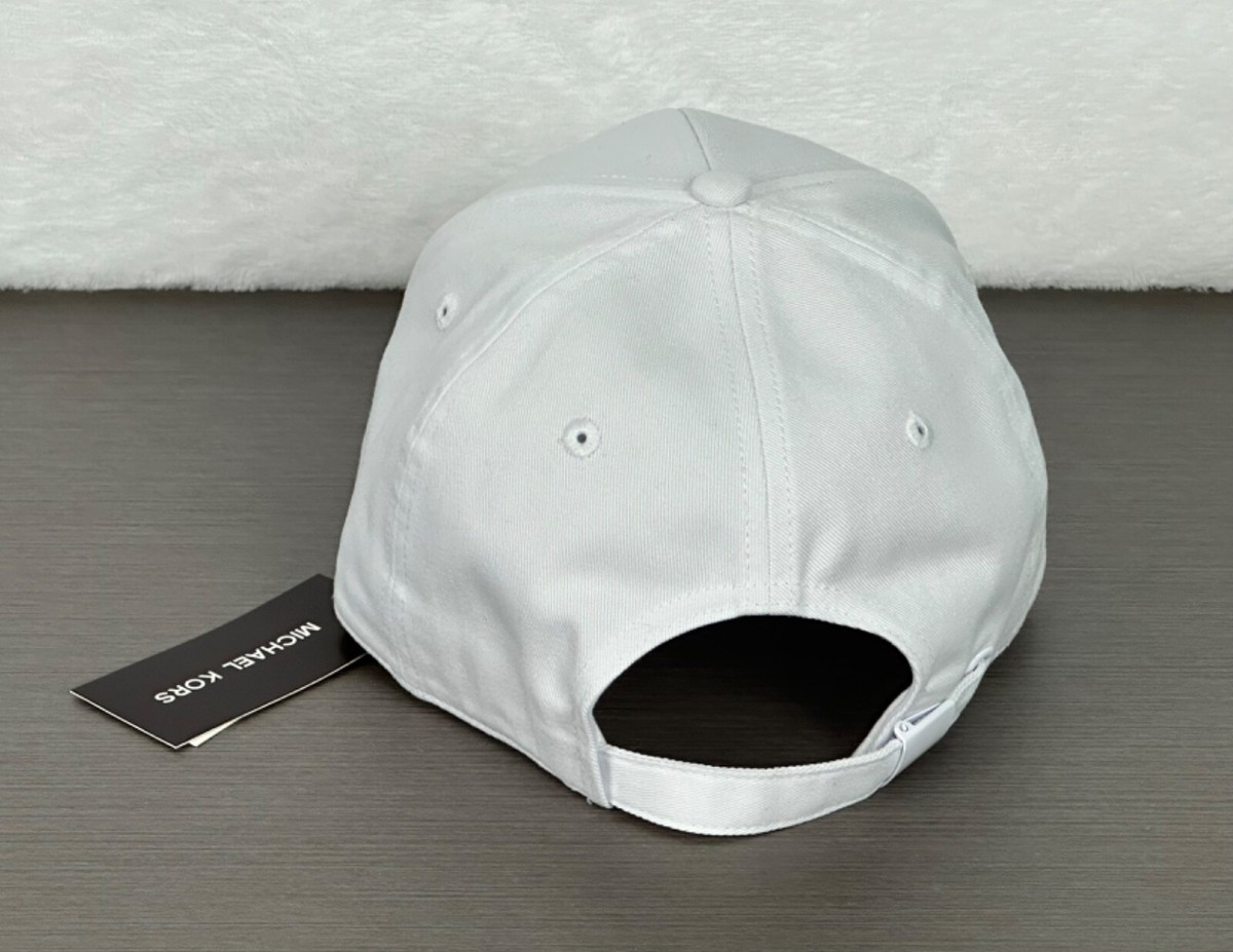 Michael Kors Mens Womens White Cotton Baseball Cap Adjustable Hat NWT $68 Michael Kors MK Logo Signature White and Gray Women main image 3