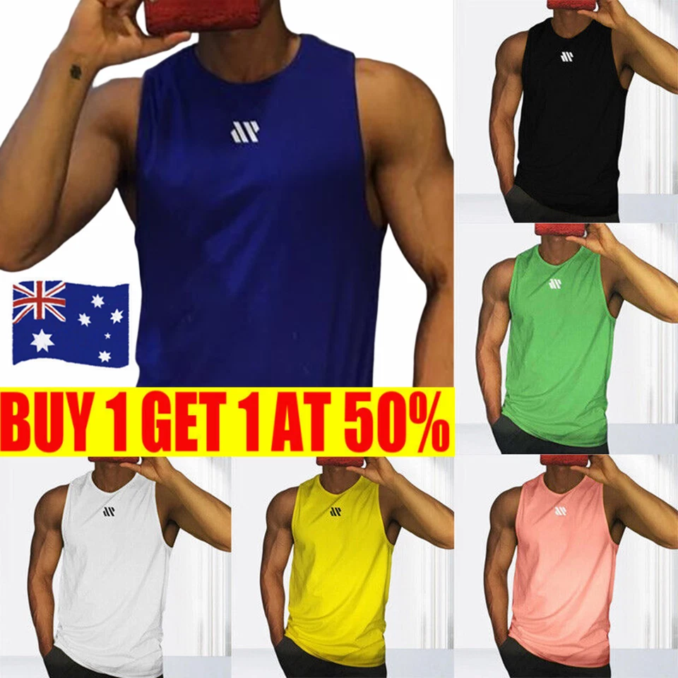 Men Gym Muscle Singlets Workout Tank Top Fitness Bodybuilding Sleeveless T-shirt
