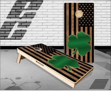 Irish American Flag Wood Cornhole Boards Bean Bag Toss Game