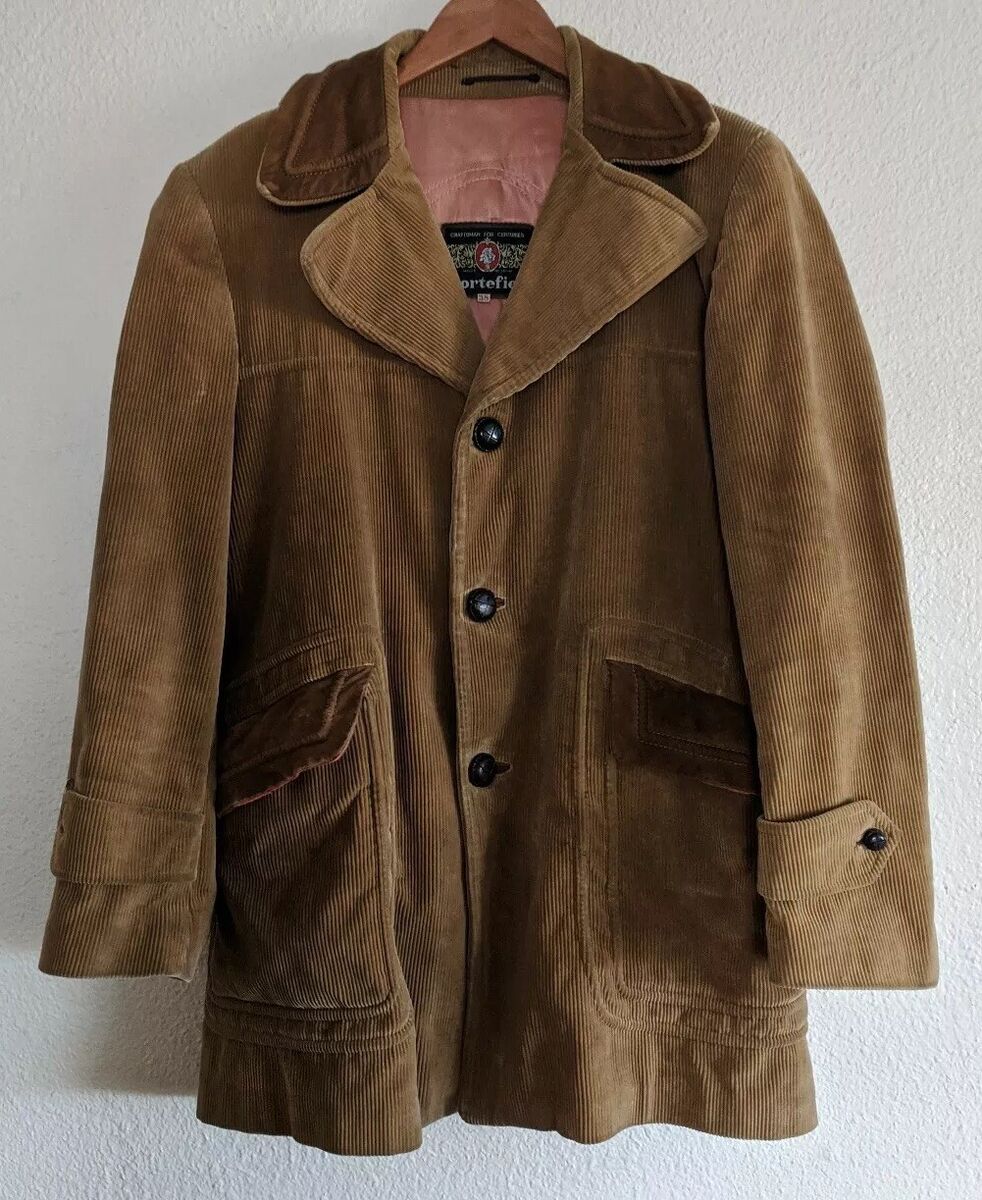 Vintage Men's Cortefiel Corduroy Jacket Coat 60s Leather Vintage Men's Cortefiel Corduroy Jacket Coat 60s Leather