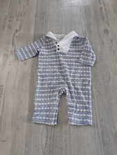 Janie and Jack Anchor Striped 1-Piece kid's 3-6m blue white nautical cotton