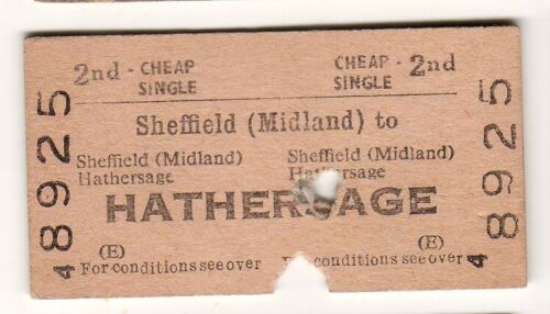 Billete de tren BRB(E) Sheffield (Midland) - Hathersage 1969 - Imagen 1 de 1