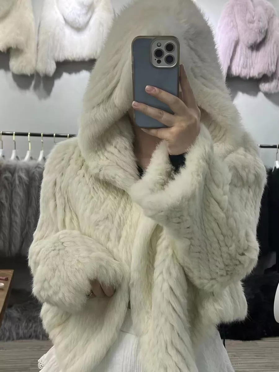 Knitted rabbit fur jacket cheap
