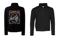 Sweatshirt jacket black biker V twin motorcycle motif model American Finest