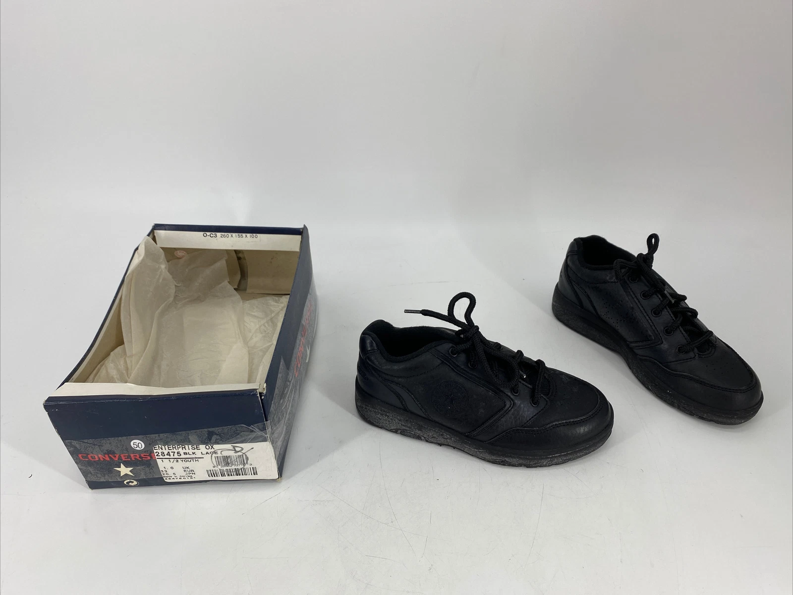 Scarpa Oxford Deadstock Converse Youth Enterprise in pelle 28475 nera taglia 1 5