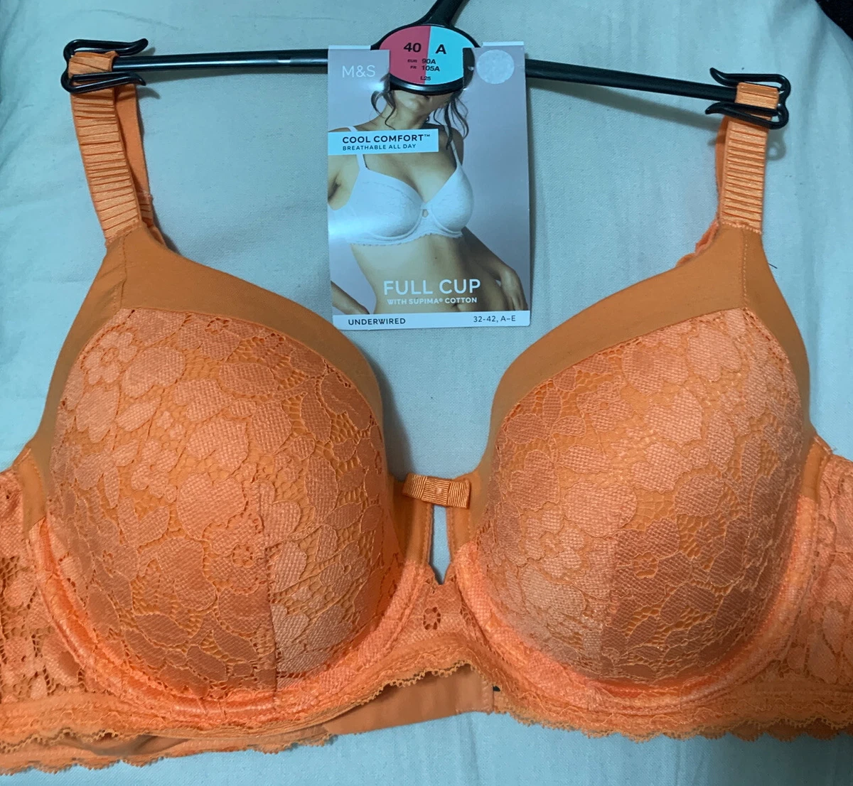 M&SB COOL COMFORT SUPIMA COTTON UNDERWIRED FULL CUP T-shirt Bra In ORANGE  40A