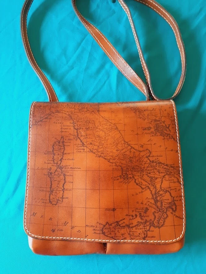 NWOT Patricia Nash Granada Leather Crossbody Purse. Signature Map Design