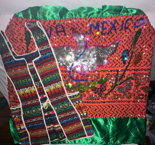 VIVA MEXICO Poblana Sequin Mexican Skirt + Bonus Vest (ONE SIZE FITS ALL) Fun - Picture 17 of 20