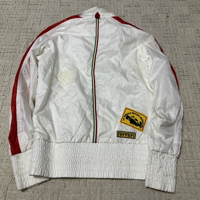 Puma Ferrari Scuderia Women’s XS Track Jacket White Windbreaker Patch Logo 