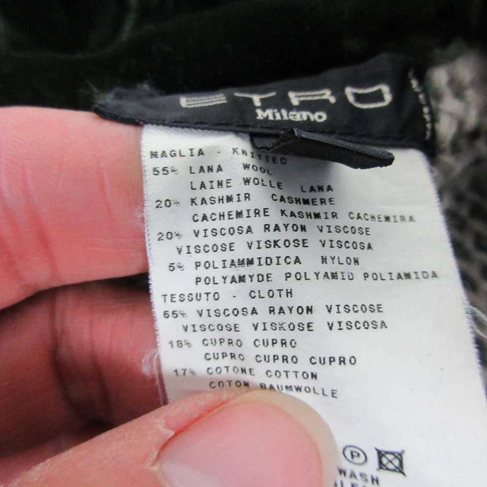 Etro Sweatshirt Womens 42 Green Wool Cashmere Cardigan Shawl Italy Flowy - Image 3 of 4