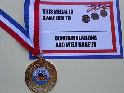 FUNDRAISING AND MEDALS 10 PIN BOWLING MEDAILLEN - METALL - 50 MM - GOLD - SILBER ODER BRONZE MIT ZERTIFIKAT