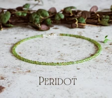 Natural Tiny Peridot Beads Ankle Bracelet Healing Reiki Dainty Crystal Anklet