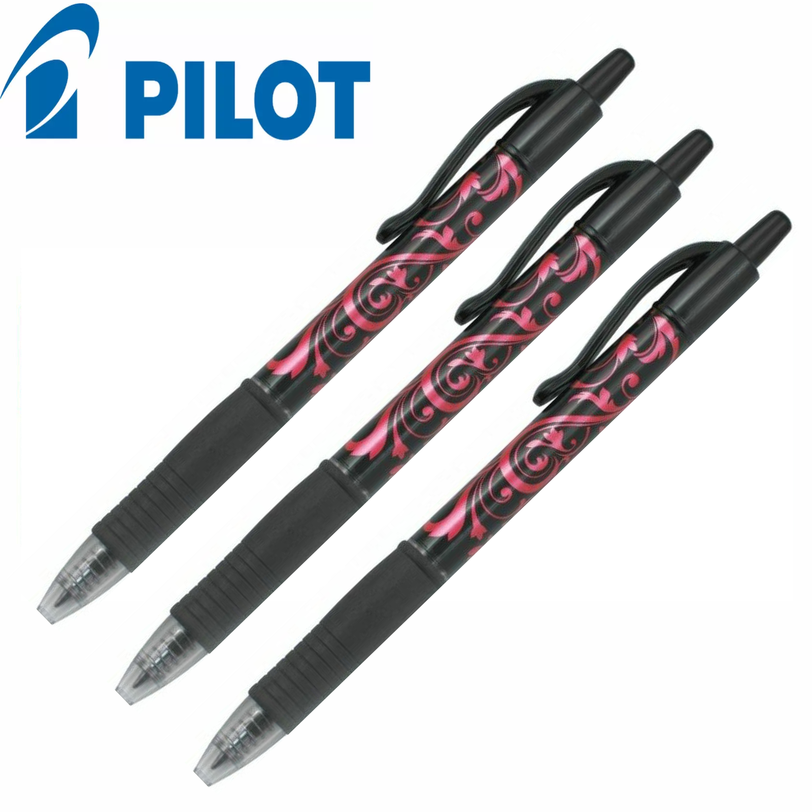 Pilot G2 07 Victoria Retractable Gel Rollerball Pen - Pack of 3 - Red Ink