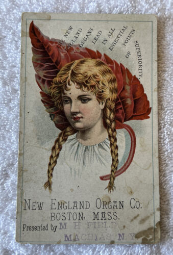 Victorian Die Card for House and Davis Piano Co with Lovely Lady Murphy & Co. - 第 1/2 張圖片