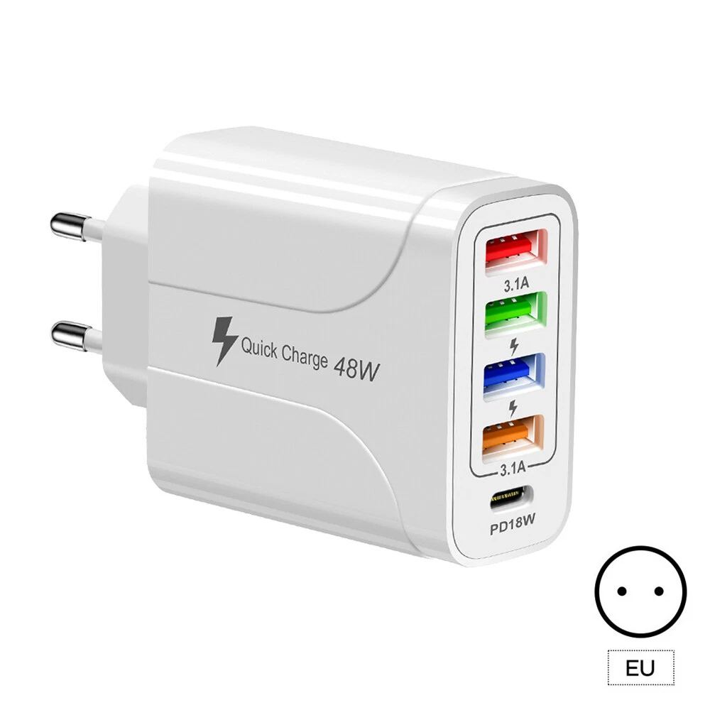 5 Multi Port USB Hub Charger Station Wall Fast Charger PD Power Adapter US Plug