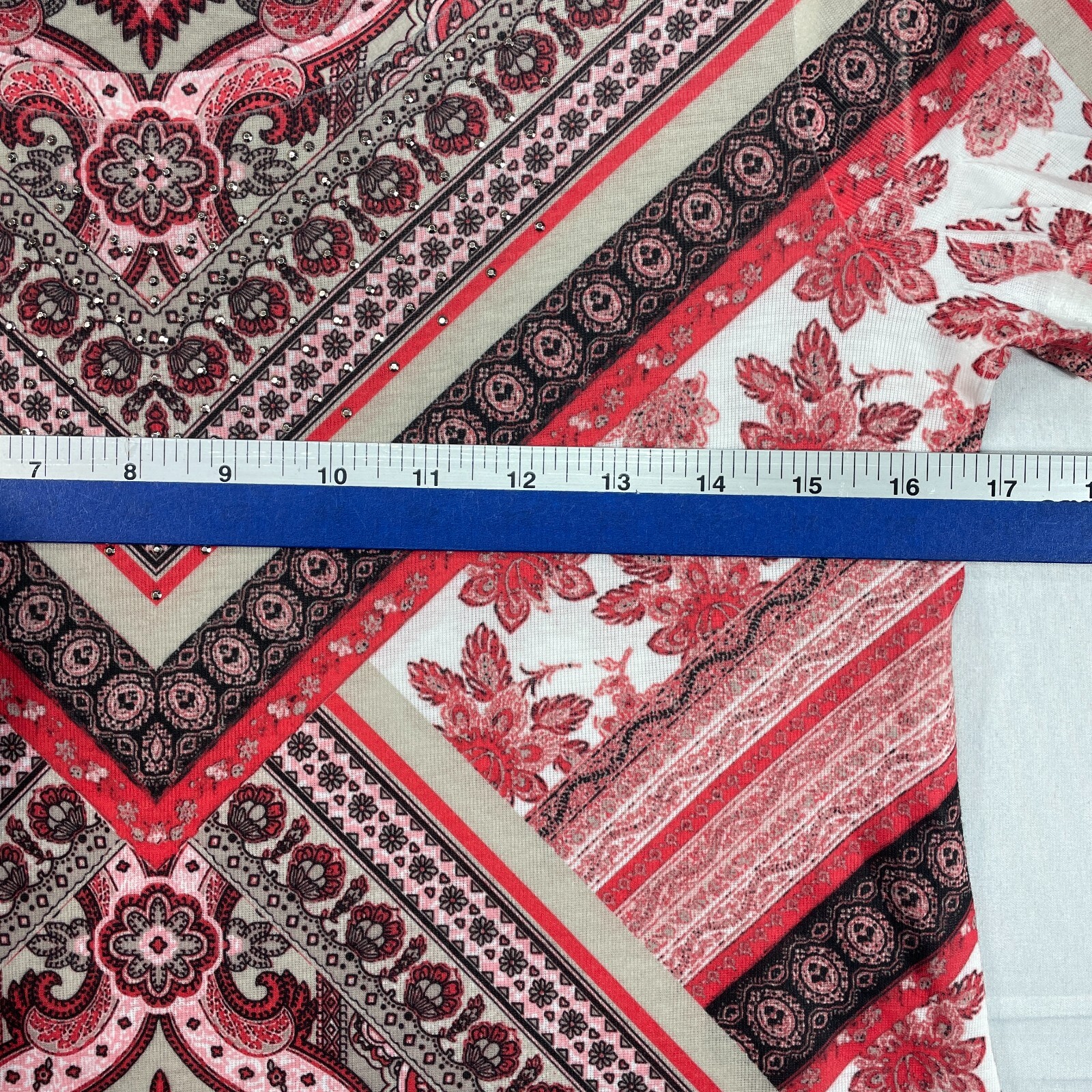 Style and Co Blouse Womens size XS Pink Print Short Sleeve Boho New