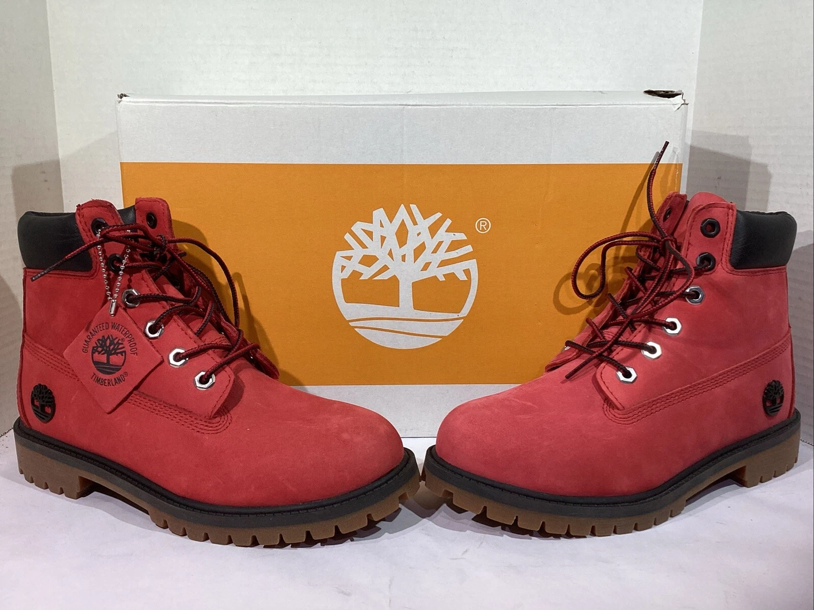 Stivali da lavoro Timberland Youth taglia 5 EU 37 5 Premium 6" scamosciati rossi WP AJ 578