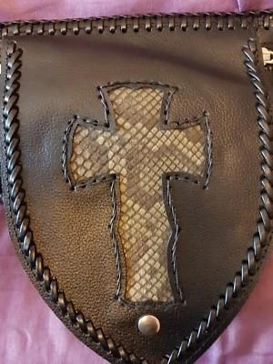 Ceinture Cuir Pochette Python Croix Motard Hip Argent Larp Steampunk Gothique - Photo 1/4