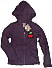 TODDLER'S HOODIE Black with Embroidered CHERRIES Zip Up, Pockets, Hood NWT