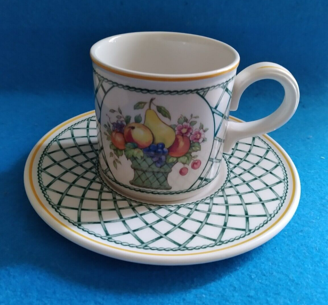 Villeroy & Boch BASKET Porcelain Cup and Saucer Set W Germany Vitro Porzellan
