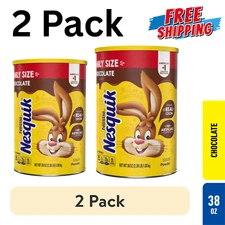 Nestle Nesquik Chocolate Flavor Powder Stir In Drink Mix Canister, 38 oz Caniste