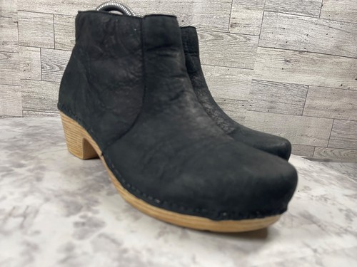 Dansko Damenstiefel 6,5 M Maria Schuhe schwarz gefräster Nubukabsatz Stiefelette Reißverschluss - Bild 2 von 18