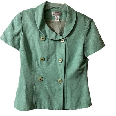Adrianna Papell Women s 10 2pc Outfit Green Short Sleeve Jacket And Skirt Vntg