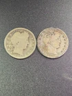 1898-P & 1916-D Barber Quarters 90% Silver Lot of 2 Coins Circulated Below Melt