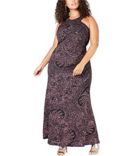 Morgan & Co Womens Glitter A-line Dress