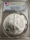 1997 $1 American Silver Eagle MS69 PCGS First Strike