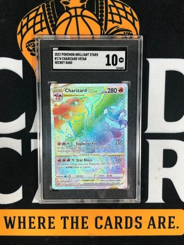 2022 Pokemon Brilliant Stars CHARIZARD VSTAR Secret Rare 174/172 SGC 10 SP
