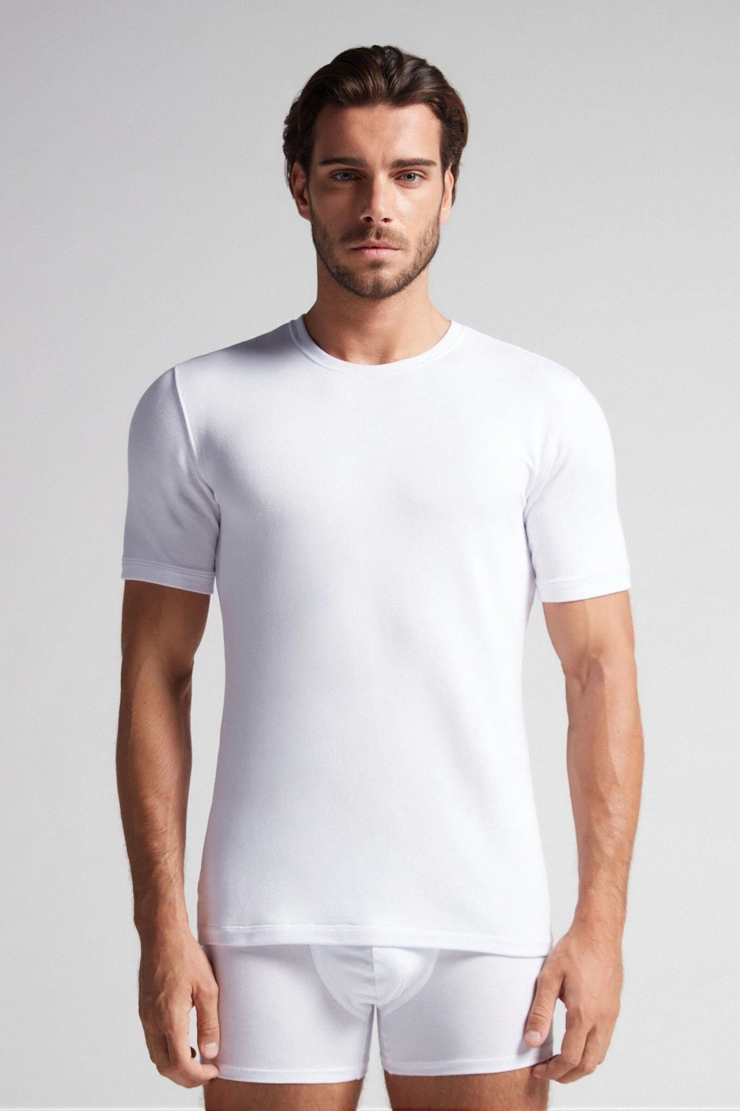 IUMAN Intimissimi Men’s Short-Sleeve Modal-Cashmere Top White Base Layer S NWT