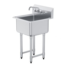 Uimoso Commercial Stainless Steel Utility Sink with Single Basin and Backsplash