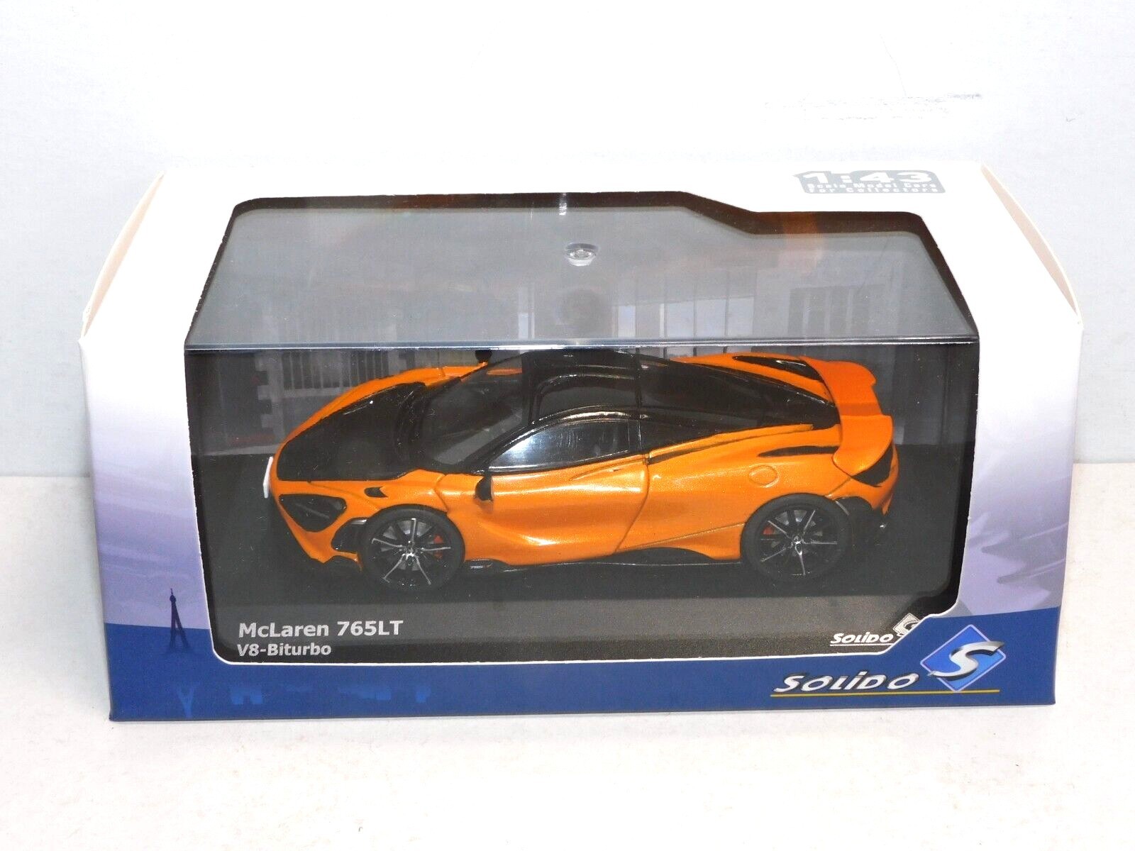 Miniature McLaren 765 LT Solido 1:43 orange métal la finition prestige pour collectionneur