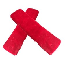 2PCS Car Seat Belt Cover Pads, Soft Faux Sheepskin Seat Belt Big Red