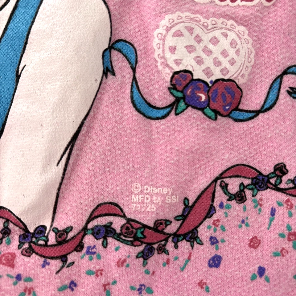 Vintage Beauty And The Beast Kids Shirt 90s Belle Pink Ruffles Disney XL NICE - Image 4 of 4