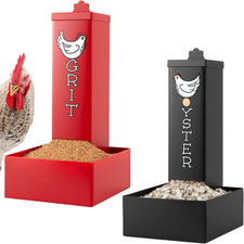 Chicken Grit and Oyster Shell Feeder Combo - 4.5Lb Dual Metal Hanging Poultry Fe