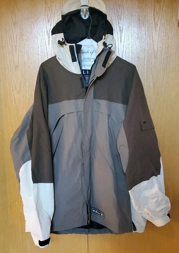 HELIX SNOWBOARD Hooded MEN’S SIZE L Green Cream SKI WINTER JACKET Insulated