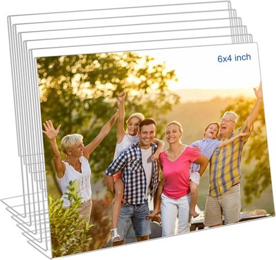 QUANTITY DISCOUNTS!!  FREE SHIPPING!  6x4 Acrylic Photo Frame Bent Clear Acrylic