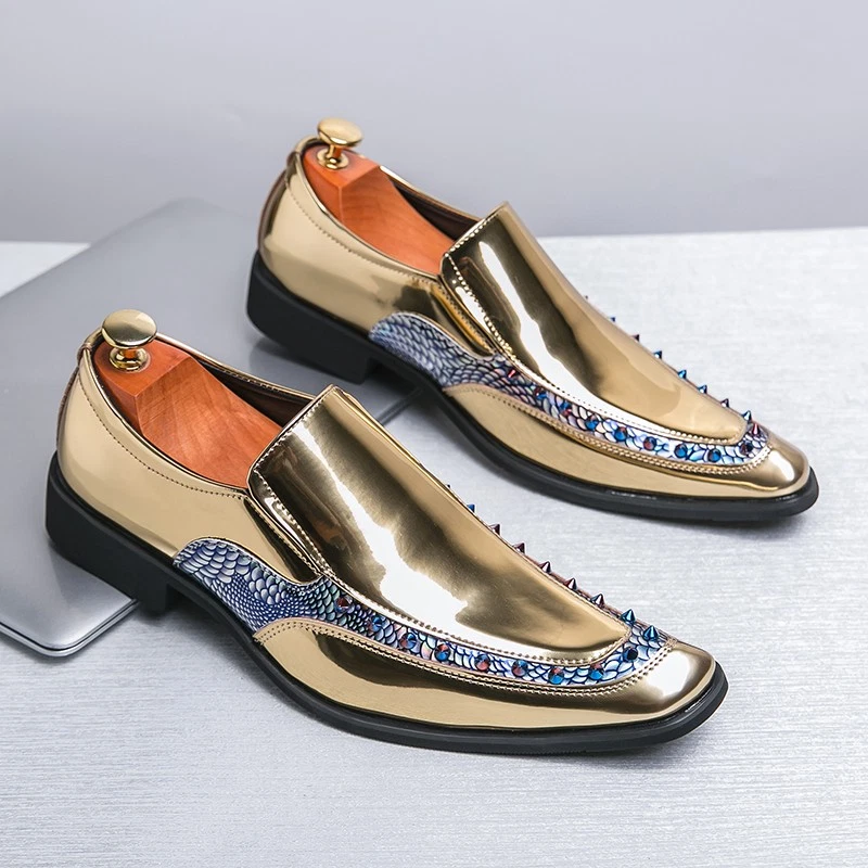 slim fit dress slacks Mens Gold Dress Shoes | Bold Derby main image 0