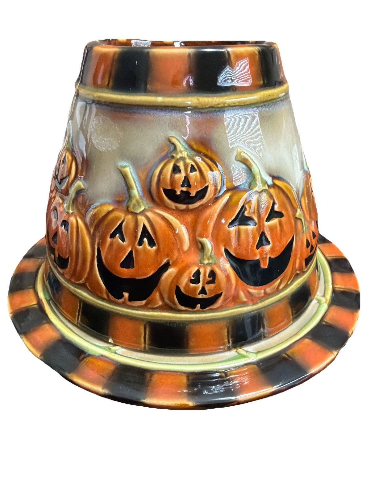 Yankee Candle Jacko Lantern, Pumpkin Candle Shade & Plate-Halloween See Pics