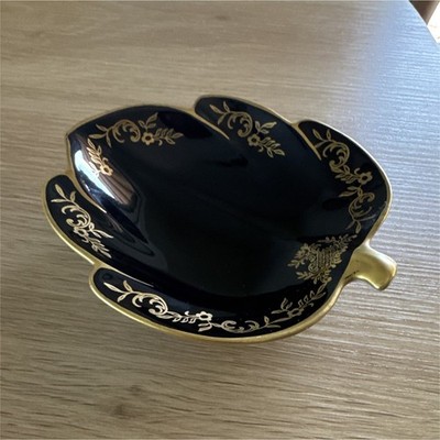 Echt Weimar-Kobalt Porcelain Leaf Ashtray Cobalt Blue & Gold Germany