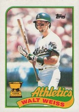1989 Topps Baseball Card #316 Walt Weiss Shortstop Oakland A's All-Star Rookie. rookie card picture