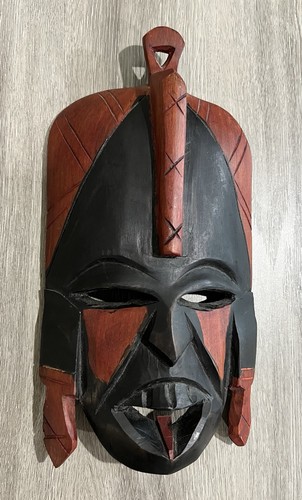 Vintage African Tribal Art Wood Tribal Mask Hand Carved Kenya - Picture 2 of 7